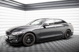 Street Pro Seitenschweller Ansatz Cup Leisten für BMW 4er Gran Coupe F36 schwarz+ Hochglanz Flaps