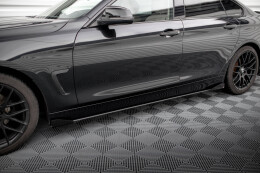 Street Pro Seitenschweller Ansatz Cup Leisten für BMW 4er Gran Coupe F36 schwarz+ Hochglanz Flaps