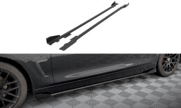 Street Pro Seitenschweller Ansatz Cup Leisten passend für BMW 4er Gran Coupe F36 SCHWARZ+ HOCHGLANZ FLAPS