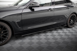 Street Pro Seitenschweller Ansatz Cup Leisten passend für BMW 4er Gran Coupe F36 SCHWARZ+ HOCHGLANZ FLAPS