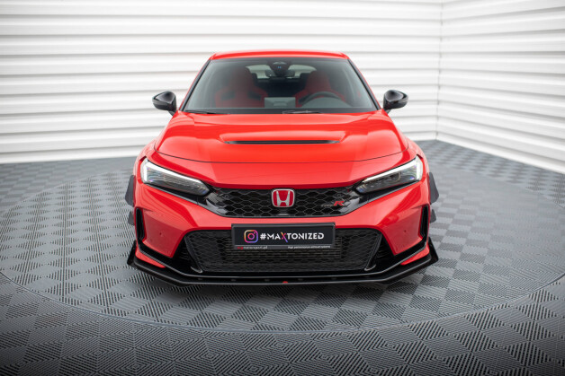 Street Pro Cup Spoilerlippe Front Ansatz passend für Honda Civic Type-R Mk 11 SCHWARZ+ HOCHGLANZ FLAPS