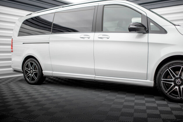 Seitenschweller Ansatz Cup Leisten V.1 passend für Mercedes-Benz V-Klasse Extra Lang AMG-Line W447 schwarz Hochglanz
