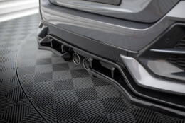 Mittlerer Cup Diffusor Heck Ansatz passend für V.1 (mit einem vertikalem balken) Honda Civic Sport Mk 10 Facelift schwarz Hochglanz