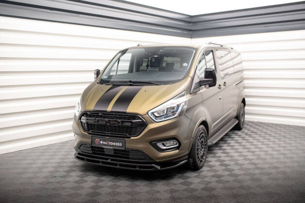 Cup Spoilerlippe Front Ansatz V.2 für Ford Transit Custom Mk1 FL / Tourneo Custom Mk1 FL schwarz Hochglanz