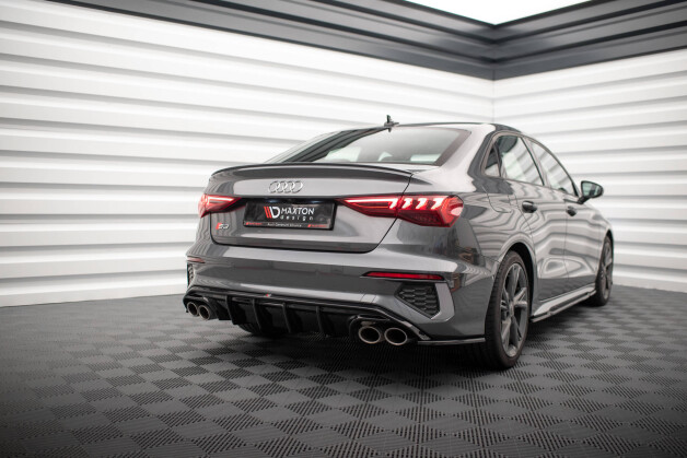 Heck Ansatz Diffusor passend für Audi S3 Limousine 8Y schwarz Hochglanz