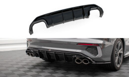 Heck Ansatz Diffusor passend für Audi S3 Limousine 8Y schwarz Hochglanz