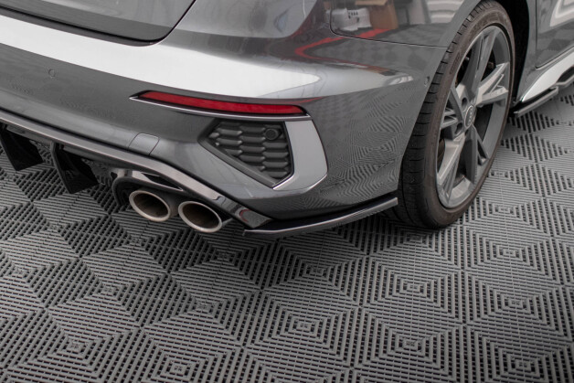 Heck Ansatz Flaps Diffusor V.2 passend für Audi S3 Limousine 8Y schwarz Hochglanz