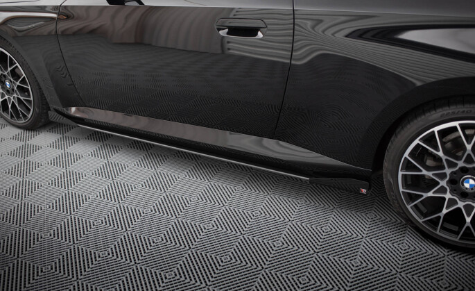 Street Pro Seitenschweller Ansatz Cup Leisten passend für BMW 2 Coupe G42 SCHWARZ+ HOCHGLANZ FLAPS