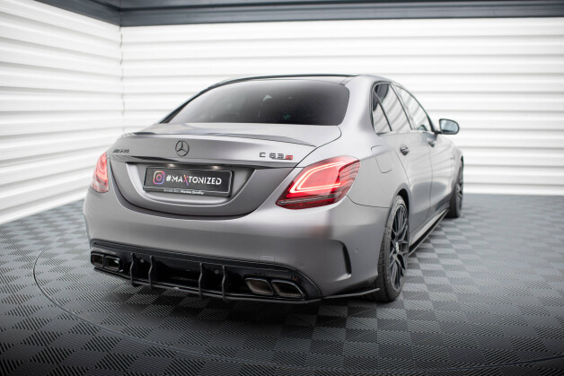 Street Pro Heck Ansatz Flaps Diffusor passend für Mercedes-AMG C63 Limousine / Kombi W205 Facelift rot