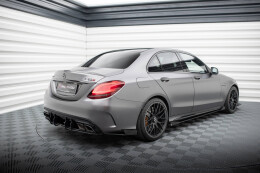 Street Pro Heck Ansatz Flaps Diffusor für Mercedes-AMG C63 Limousine / Kombi W205 Facelift SCHWARZ+ HOCHGLANZ FLAPS