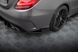 Street Pro Heck Ansatz Flaps Diffusor für Mercedes-AMG C63 Limousine / Kombi W205 Facelift SCHWARZ+ HOCHGLANZ FLAPS