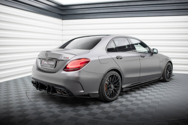 Street Pro Heck Ansatz Flaps Diffusor für Mercedes-AMG C63 Limousine / Kombi W205 Facelift ROT+ HOCHGLANZ FLAPS