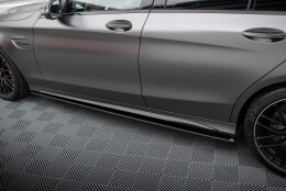 Street Pro Seitenschweller Ansatz Cup Leisten passend für Mercedes-AMG C63 Limousine / Kombi W205 Facelift SCHWARZ