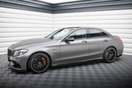 Street Pro Seitenschweller Ansatz Cup Leisten passend für Mercedes-AMG C63 Limousine / Kombi W205 Facelift SCHWARZ