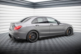 Street Pro Seitenschweller Ansatz Cup Leisten + Flaps für Mercedes-AMG C63 Limousine / Kombi W205 Facelift schwarz Hochglanz