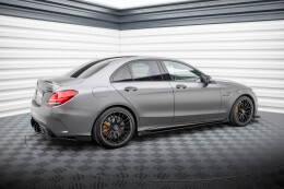 Street Pro Seitenschweller Ansatz Cup Leisten für Mercedes-AMG C63 Limousine / Kombi W205 Facelift schwarz+ Hochglanz Flaps