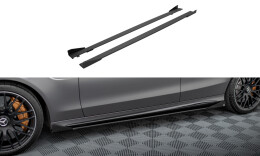 Street Pro Seitenschweller Ansatz Cup Leisten passend für Mercedes-AMG C63 Limousine / Kombi W205 Facelift SCHWARZ+ HOCHGLANZ FLAPS
