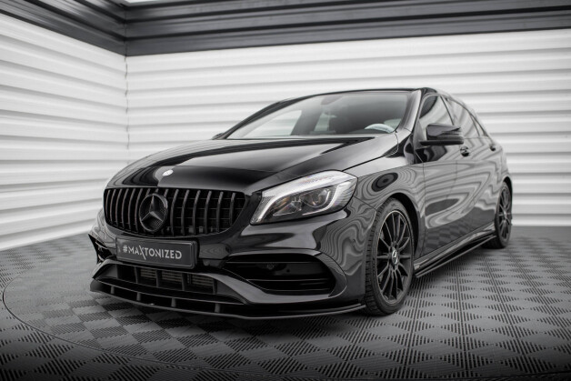 Street Pro Cup Spoilerlippe Front Ansatz passend für Mercedes-Benz A AMG-Line W176 Facelift SCHWARZ
