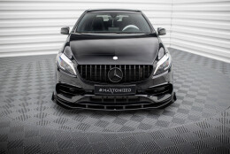 Street Pro Cup Spoilerlippe Front Ansatz passend für Mercedes-Benz A AMG-Line W176 Facelift SCHWARZ+ HOCHGLANZ FLAPS