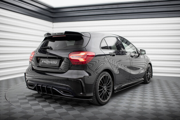 Street Pro Heckschürze Heck Ansatz Diffusor für Mercedes-Benz A AMG-Line W176 Facelift schwarz