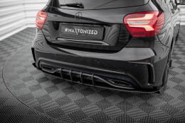 Street Pro Heckschürze Heck Ansatz Diffusor passend für Mercedes A AMG-Line W176 FL rot+ Hochglanz Flaps