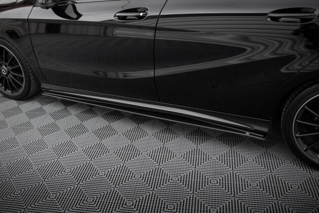 Street Pro Seitenschweller Ansatz Cup Leisten passend für Mercedes-Benz A AMG-Line W176 Facelift SCHWARZ