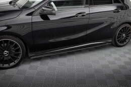 Street Pro Seitenschweller Ansatz Cup Leisten für Mercedes-Benz A AMG-Line W176 Facelift schwarz