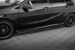 Street Pro Seitenschweller Ansatz Cup Leisten passend für Mercedes-Benz A AMG-Line W176 Facelift SCHWARZ