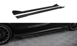 Street Pro Seitenschweller Ansatz Cup Leisten + Flaps für Mercedes-Benz A AMG-Line W176 Facelift schwarz Hochglanz