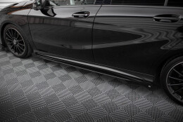 Street Pro Seitenschweller Leisten + Flaps passend für Mercedes A AMG-Line W176 FL schwarz Hochglanz