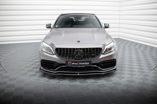 Cup Spoilerlippe Front Ansatz V.1 für Mercedes-AMG C63 Limo / Kombi W205 FL schwarz Hochglanz