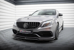 Cup Spoilerlippe Front Ansatz V.1 passend für Mercedes-AMG C63 Limousine / Kombi W205 Facelift schwarz Hochglanz
