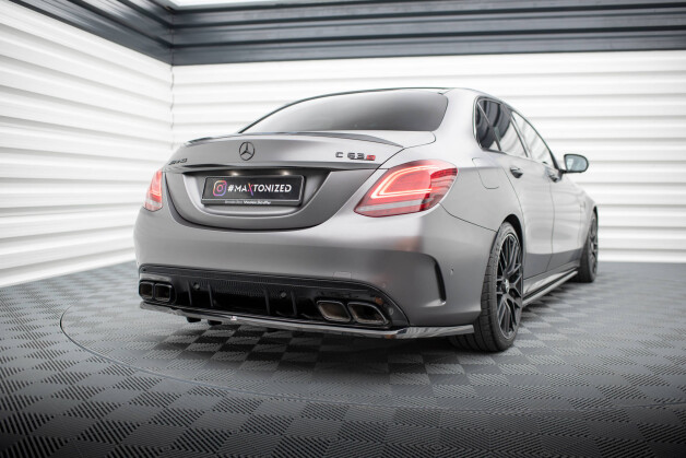 Mittlerer Cup Diffusor Heck Ansatz DTM Look passend für Mercedes-AMG C63 Limousine / Kombi W205 Facelift schwarz Hochglanz