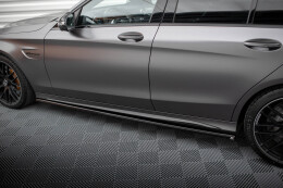 Seitenschweller Ansatz Cup Leisten für Mercedes-AMG C63 Limousine / Kombi W205 Facelift schwarz Hochglanz