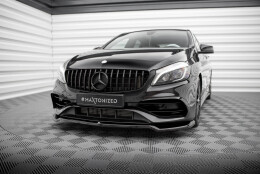 Street+ Spoilerlippe Front Ansatz V.1 passend für Mercedes A AMG-Line W176 FL schwarz Hochglanz