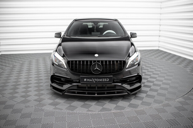 Cup Spoilerlippe Front Ansatz V.2 für Mercedes A AMG-Line W176 FL schwarz Hochglanz