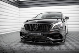 Cup Spoilerlippe Front Ansatz V.2 für Mercedes A AMG-Line W176 FL schwarz Hochglanz