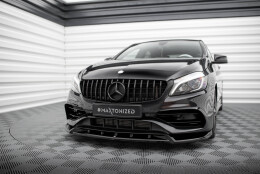 Cup Spoilerlippe Front Ansatz V.2 passend für Mercedes-Benz A AMG-Line W176 Facelift schwarz Hochglanz