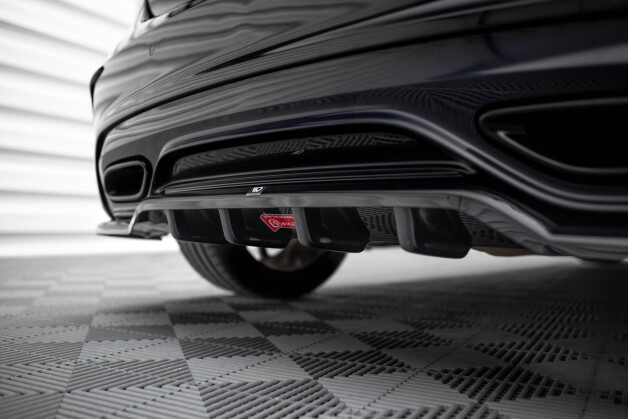 Mittlerer Cup Diffusor Heck Ansatz DTM Look passend für Mercedes-Benz A AMG-Line W176 Facelif schwarz Hochglanz