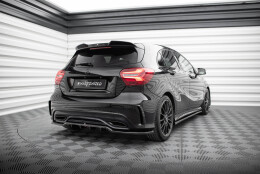 Mittlerer Cup Diffusor Heck Ansatz DTM Look passend für Mercedes-Benz A AMG-Line W176 Facelif schwarz Hochglanz