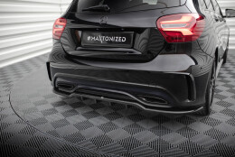 Mittlerer Cup Diffusor Heck Ansatz DTM Look passend für Mercedes-Benz A AMG-Line W176 Facelif schwarz Hochglanz