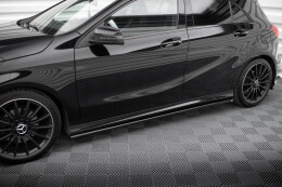 Seitenschweller Ansatz Cup Leisten für Mercedes-Benz A AMG-Line W176 Facelif schwarz Hochglanz