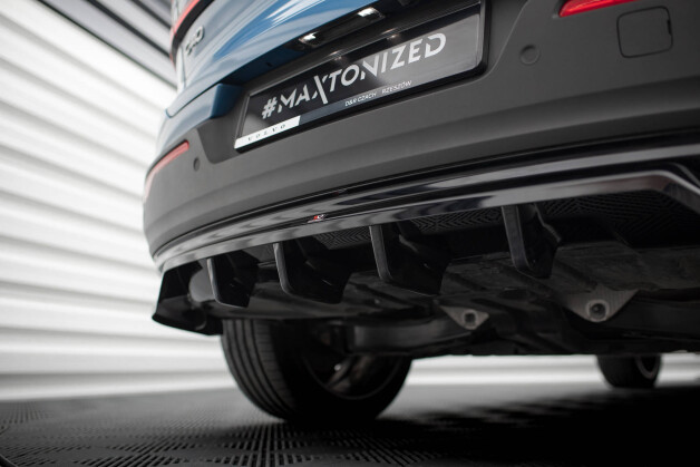 Mittlerer Cup Diffusor Heck Ansatz DTM Look passend für Volvo C40 Mk1 schwarz Hochglanz