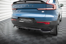 Mittlerer Cup Diffusor Heck Ansatz DTM Look passend für Volvo C40 Mk1 schwarz Hochglanz