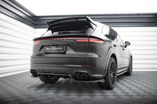 Mittlerer Cup Diffusor Heck Ansatz DTM Look passend für Porsche Cayenne Sport Design Mk3 schwarz Hochglanz