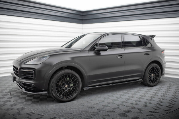 Seitenschweller Ansatz Cup Leisten für Porsche Cayenne Sport Design Mk3 / Standard Mk3 FL schwarz Hochglanz