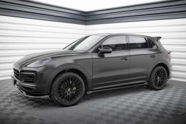 Seitenschweller Ansatz Cup Leisten passend für Porsche Cayenne Sport Design Mk3 / Standard Mk3 Facelift schwarz Hochglanz