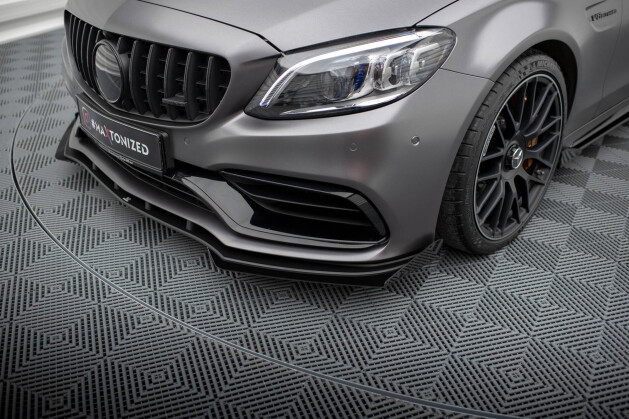 Front Ansatz Flaps für Mercedes-AMG C63 Limousine / Kombi W205 Facelift schwarz Hochglanz FLAPS HOCHGLANZ