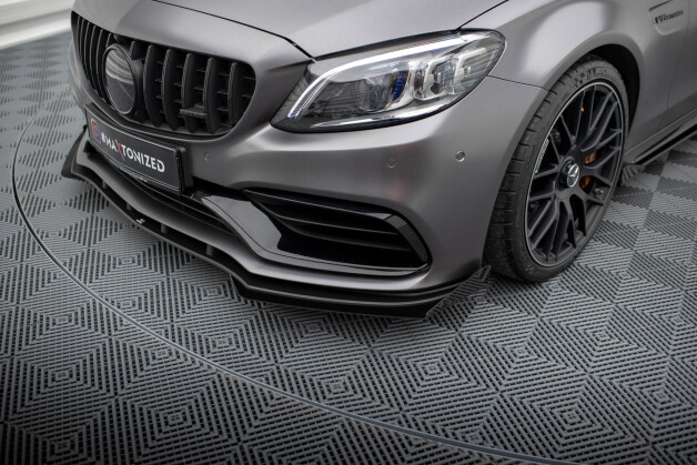 Front Stoßstange Flaps passend für Mercedes-AMG C63 Limousine / Kombi W205 FL schwarz Hochglanz