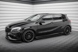 Street Pro Seitenschweller Ansatz Cup Leisten für Mercedes-Benz A AMG-Line W176 Facelift